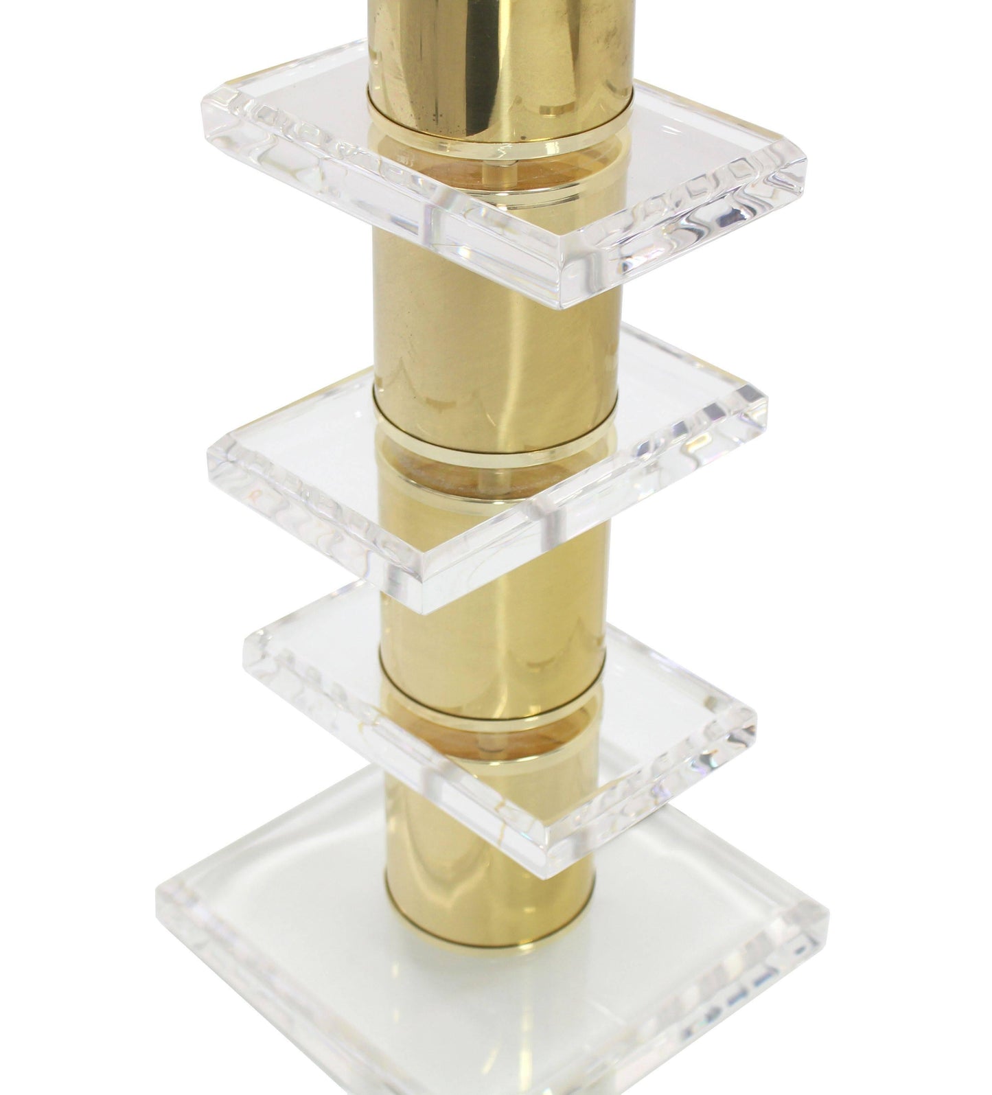 Stacked Lucite Brass Cylinders Table Lamp Lucite Finial