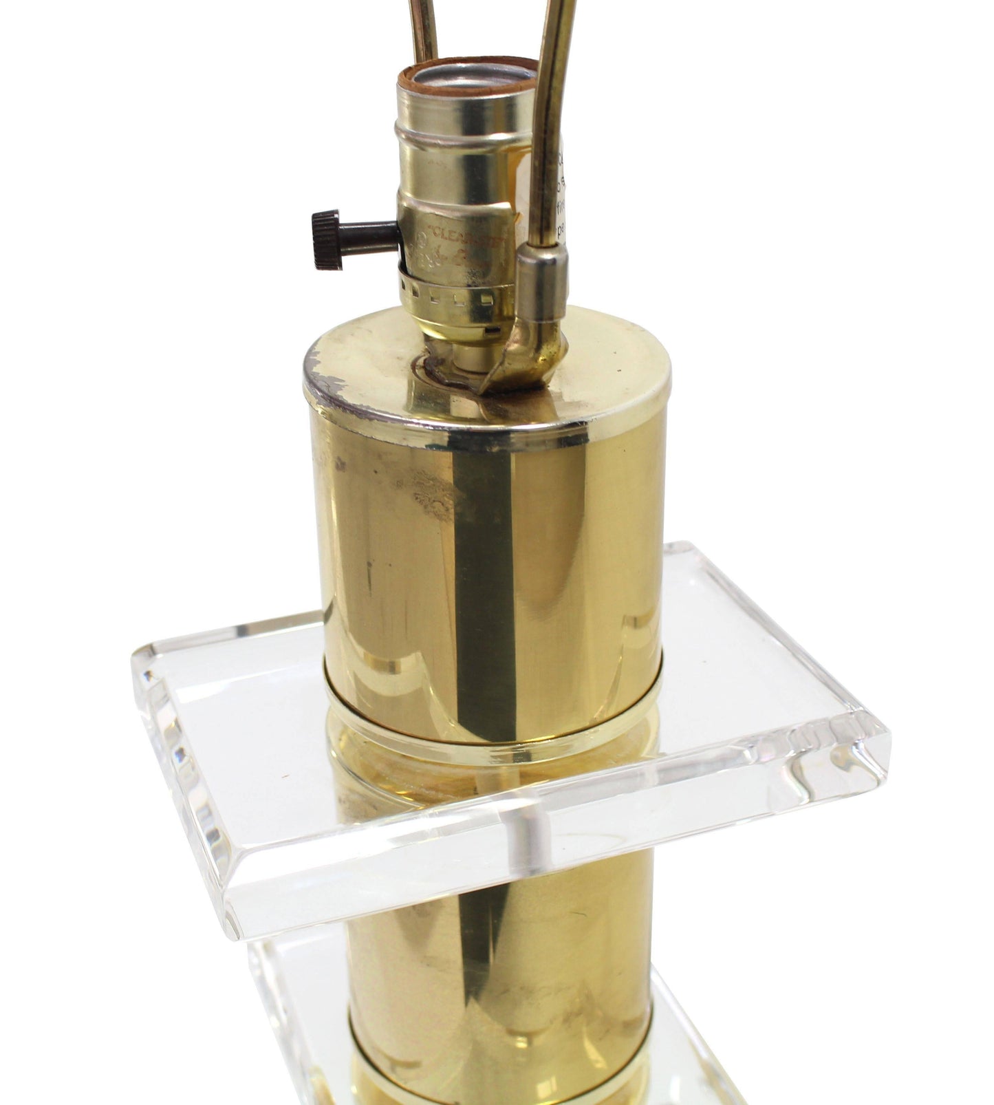 Stacked Lucite Brass Cylinders Table Lamp Lucite Finial