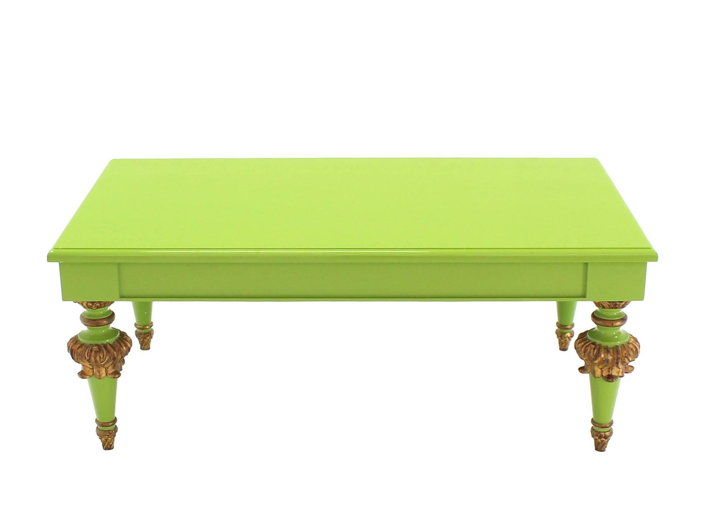 Salad Green Lacquer Gold Hollywood Regency Rectangular Coffee Table