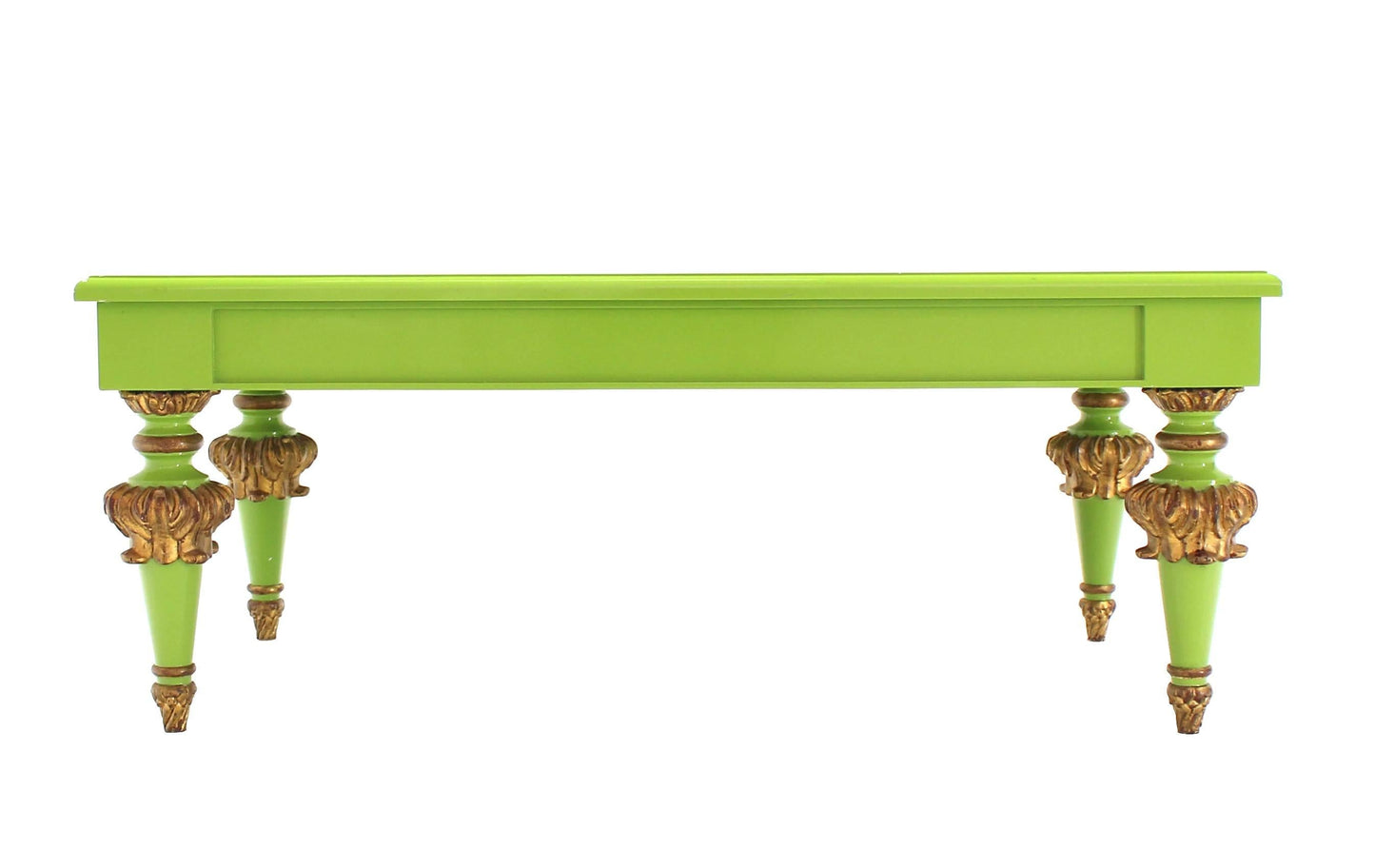 Salad Green Lacquer Gold Hollywood Regency Rectangular Coffee Table