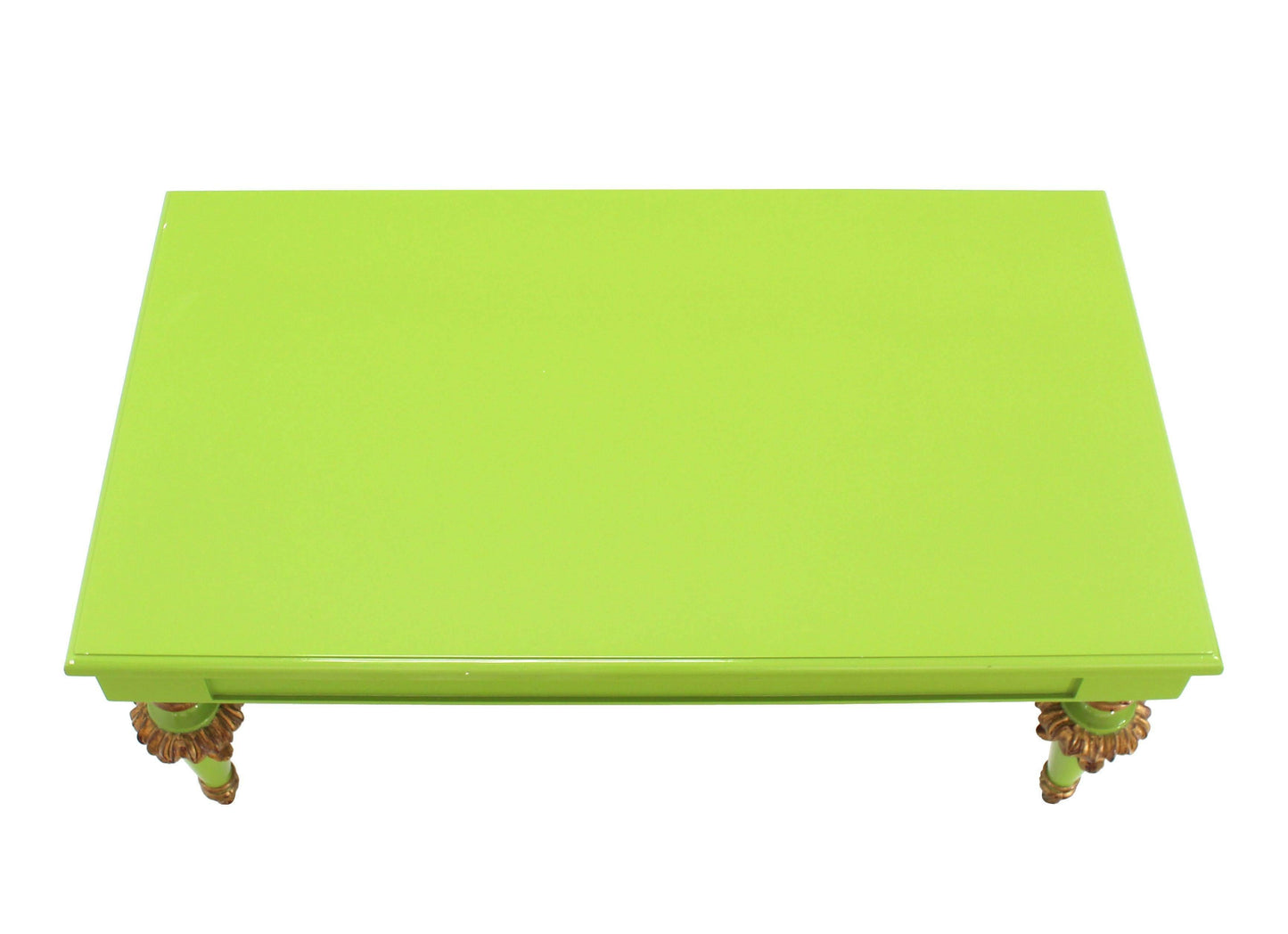 Salad Green Lacquer Gold Hollywood Regency Rectangular Coffee Table