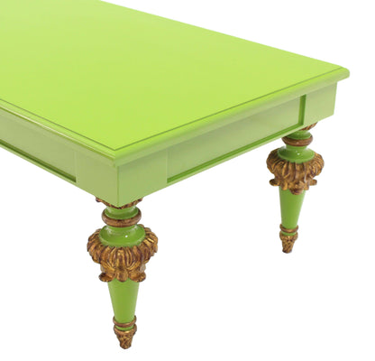 Salad Green Lacquer Gold Hollywood Regency Rectangular Coffee Table