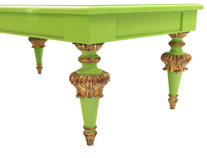 Salad Green Lacquer Gold Hollywood Regency Rectangular Coffee Table