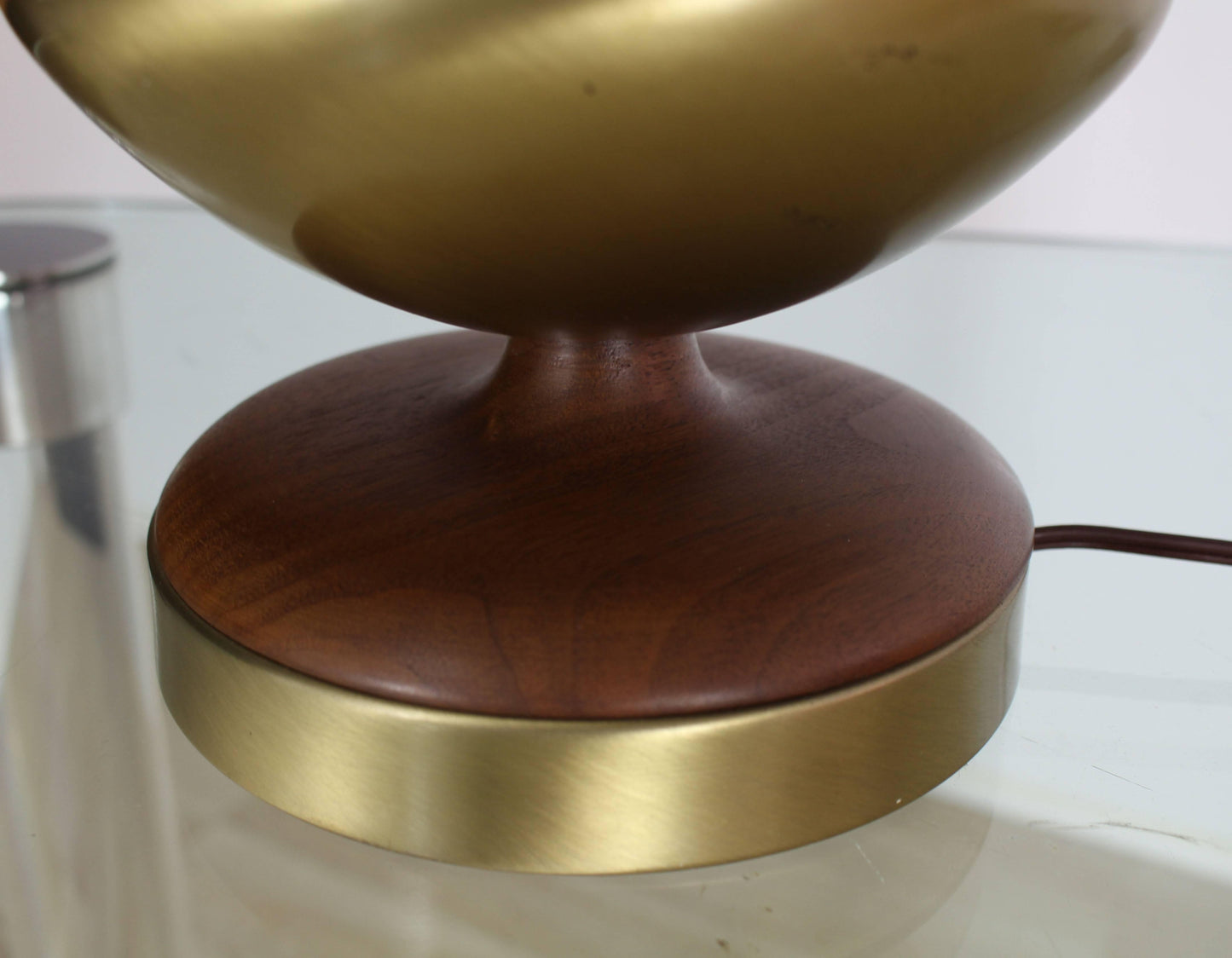 Tall Tower Shape Turned Walnut Brass Table Lamp Tony Paul