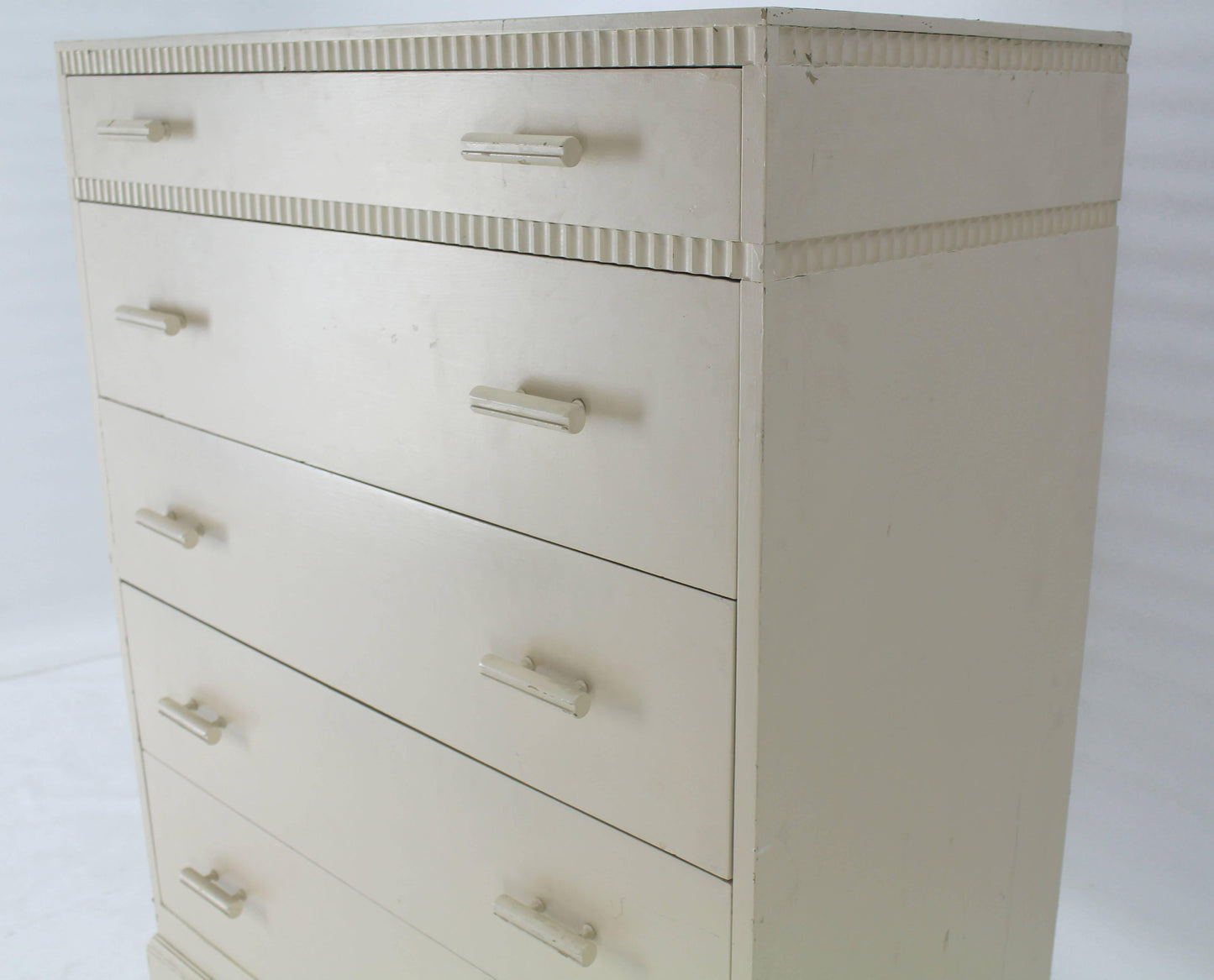 Kittinger White Painted Tall 5 Drawers Chest Dresser