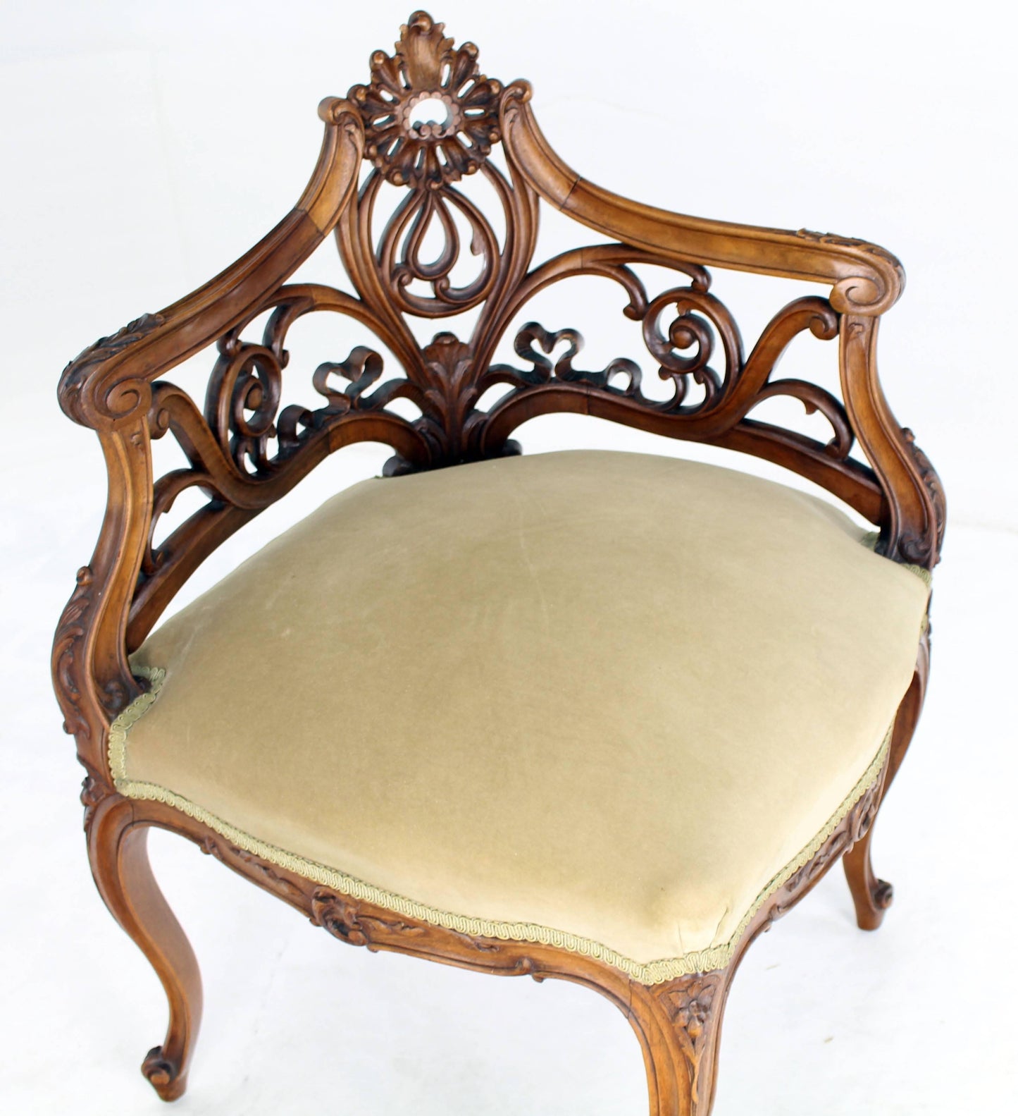 Carved Walnut Art Nouveau French Corner Chair