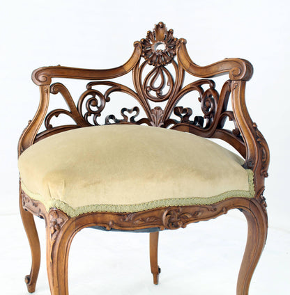 Carved Walnut Art Nouveau French Corner Chair