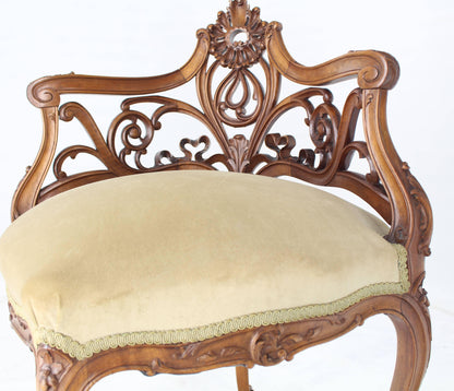 Carved Walnut Art Nouveau French Corner Chair