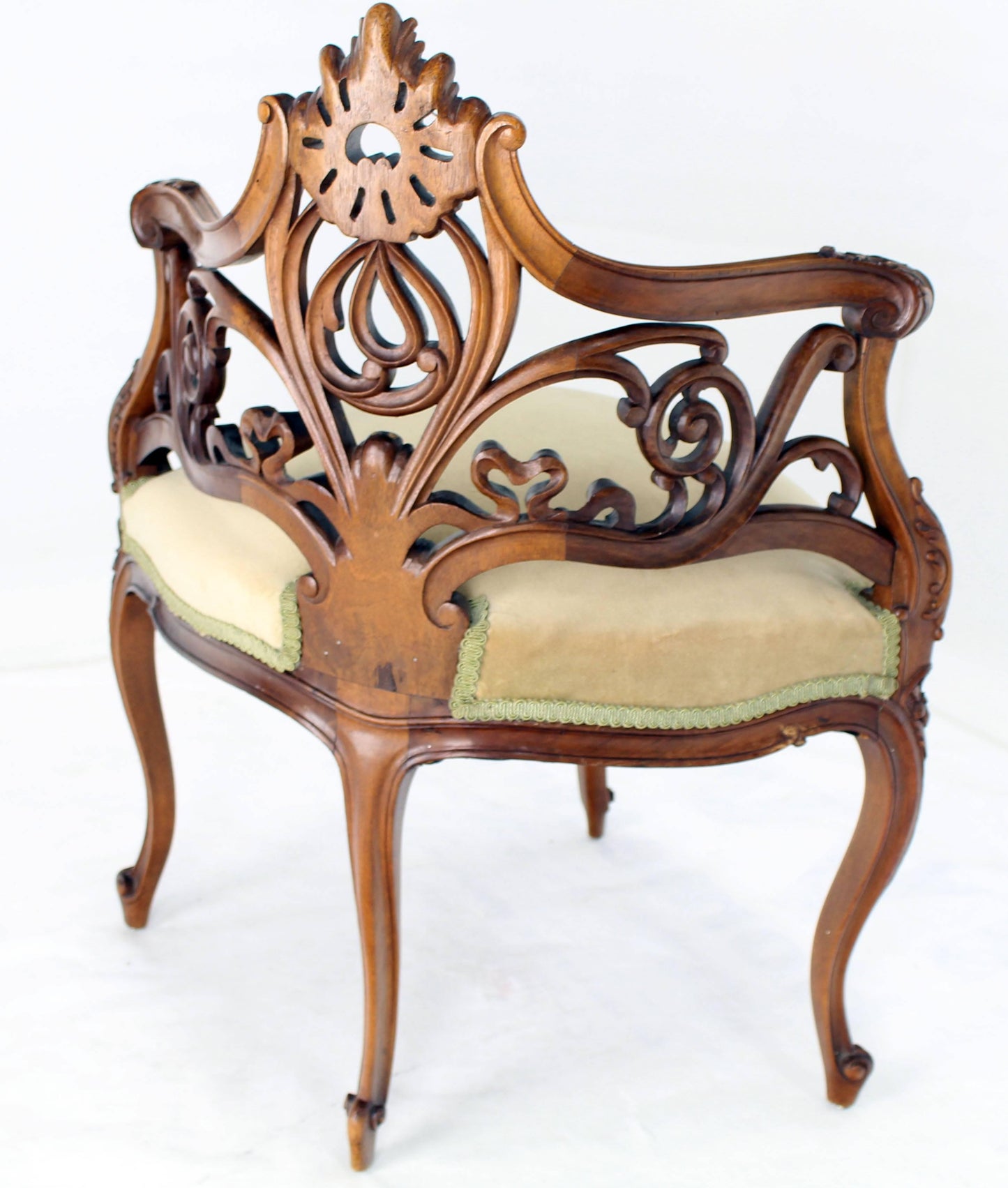 Carved Walnut Art Nouveau French Corner Chair