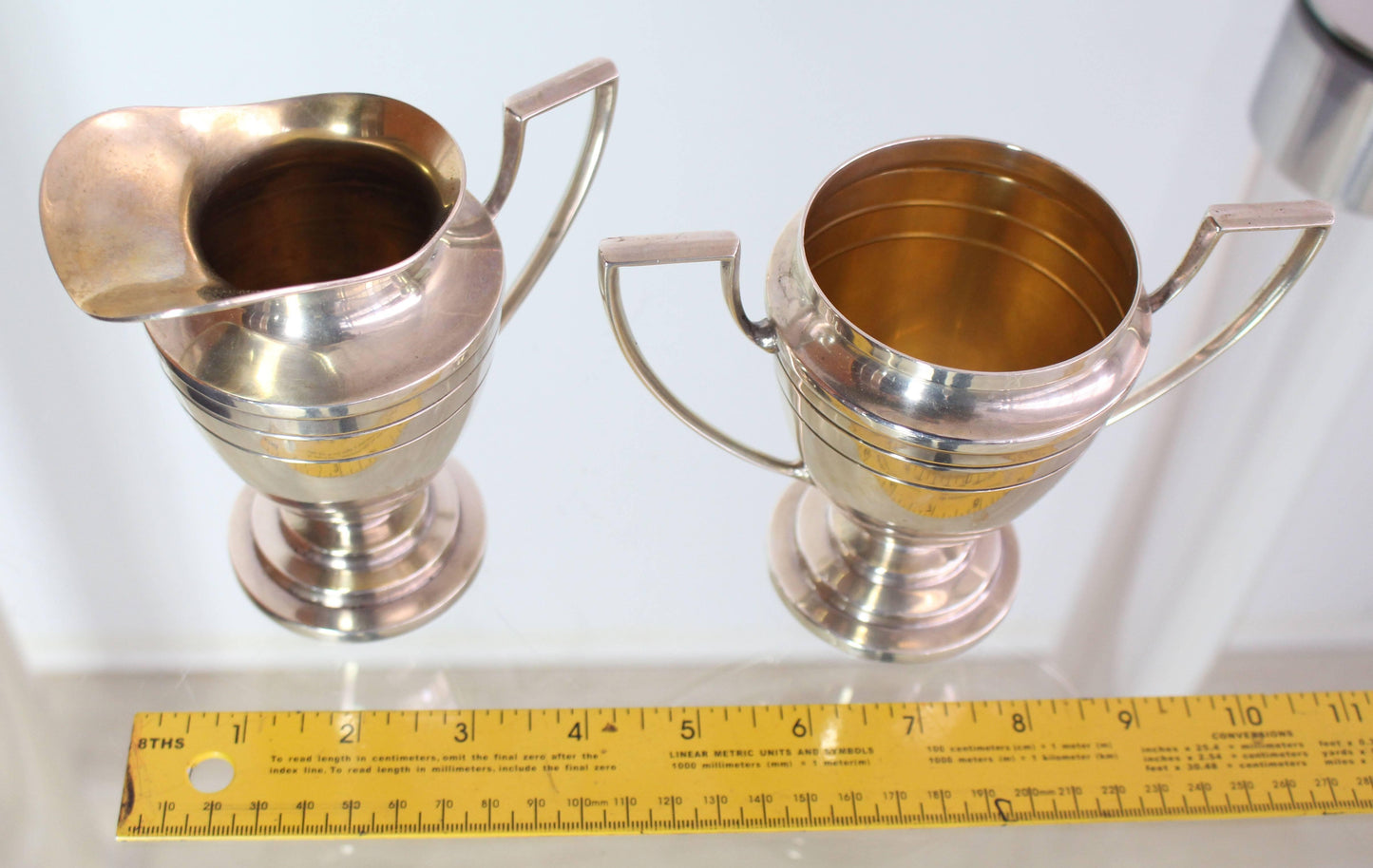 Woodside Sterling Sugar and Creamer Art Deco