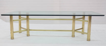 Solid Brass Tube Glass Top Rectangular Coffee Table