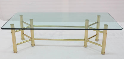 Solid Brass Tube Glass Top Rectangular Coffee Table