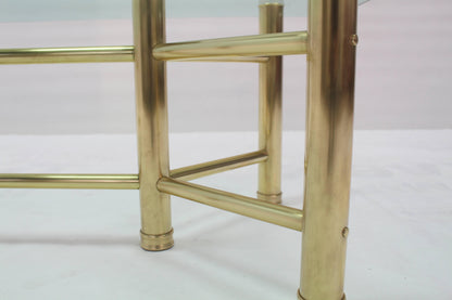 Solid Brass Tube Glass Top Rectangular Coffee Table