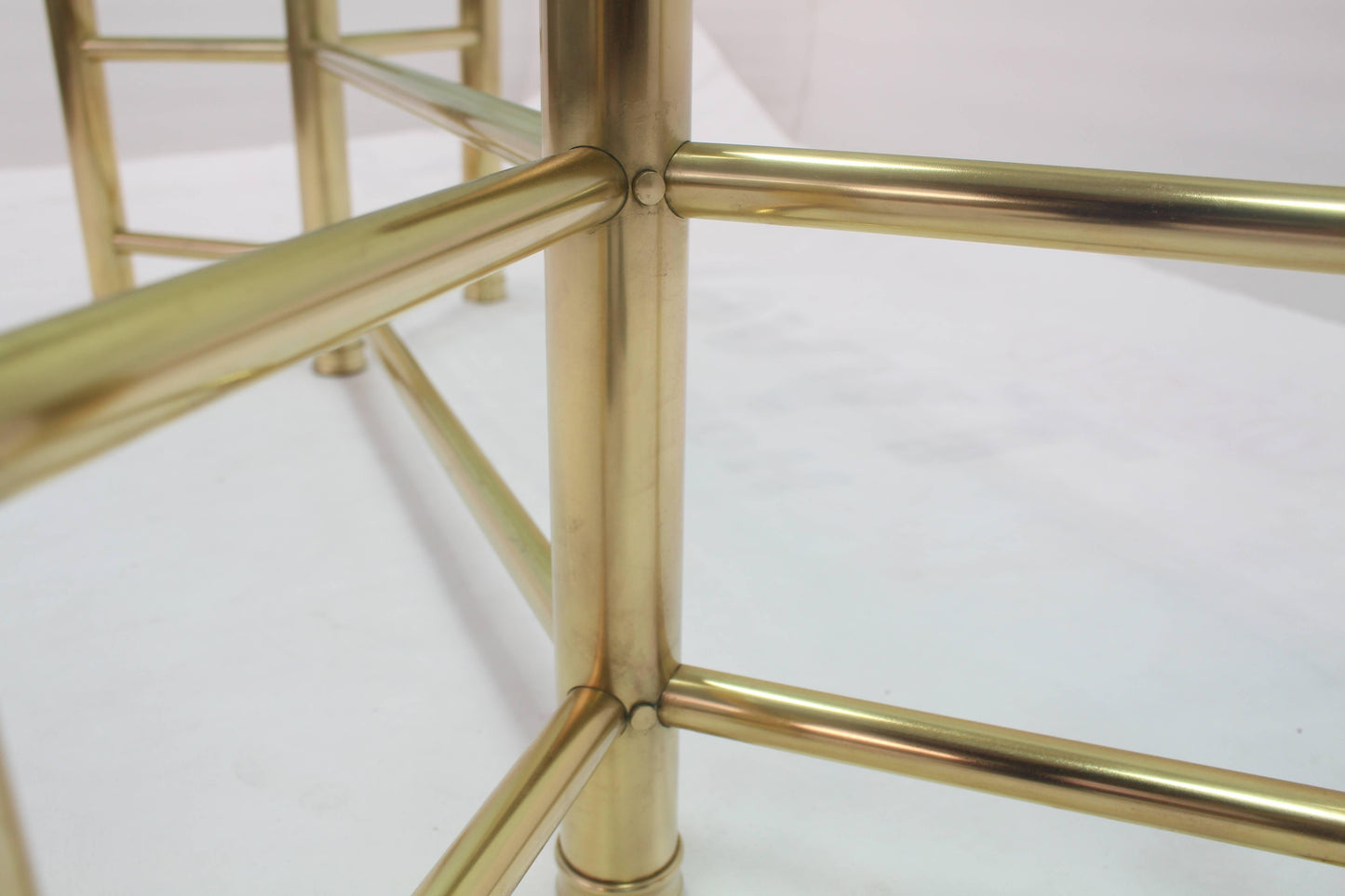 Solid Brass Tube Glass Top Rectangular Coffee Table