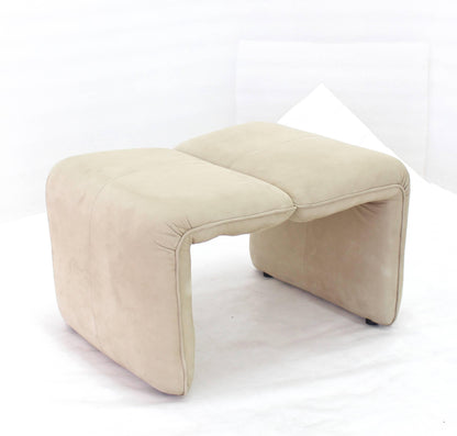 Beige Suede Leather Lounge Chair with Matching Ottoman