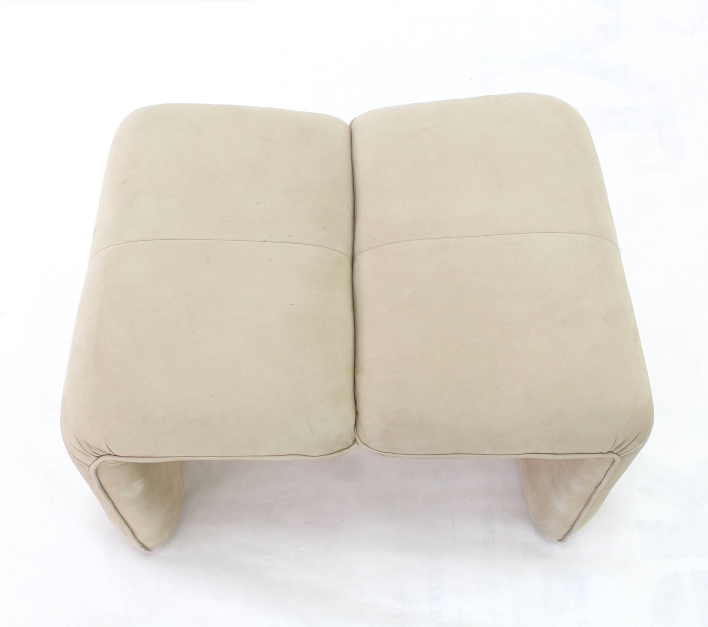 Beige Suede Leather Lounge Chair with Matching Ottoman