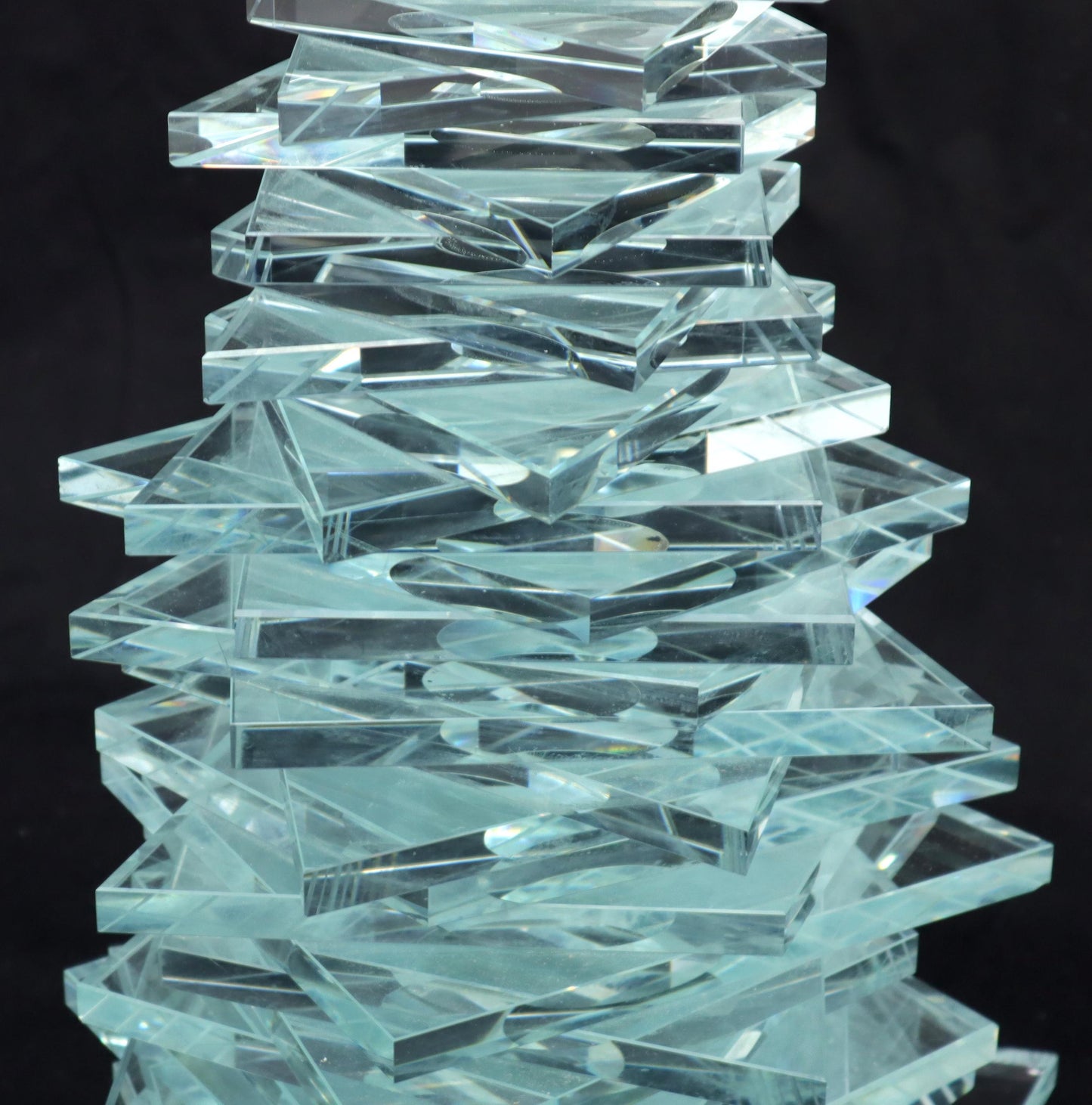 Stack of Cut Glass Base Round Top Side Coffee Table Arts & Crafts