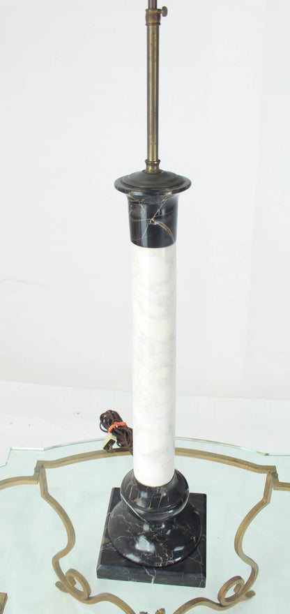 Large Black and White Marble Pedestal Shape Table Lamp