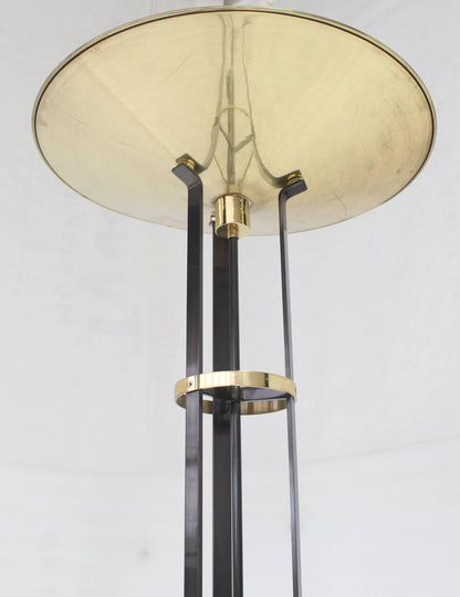 Large Italian Brass Shade Floor Lamp Torchere with Dimmer