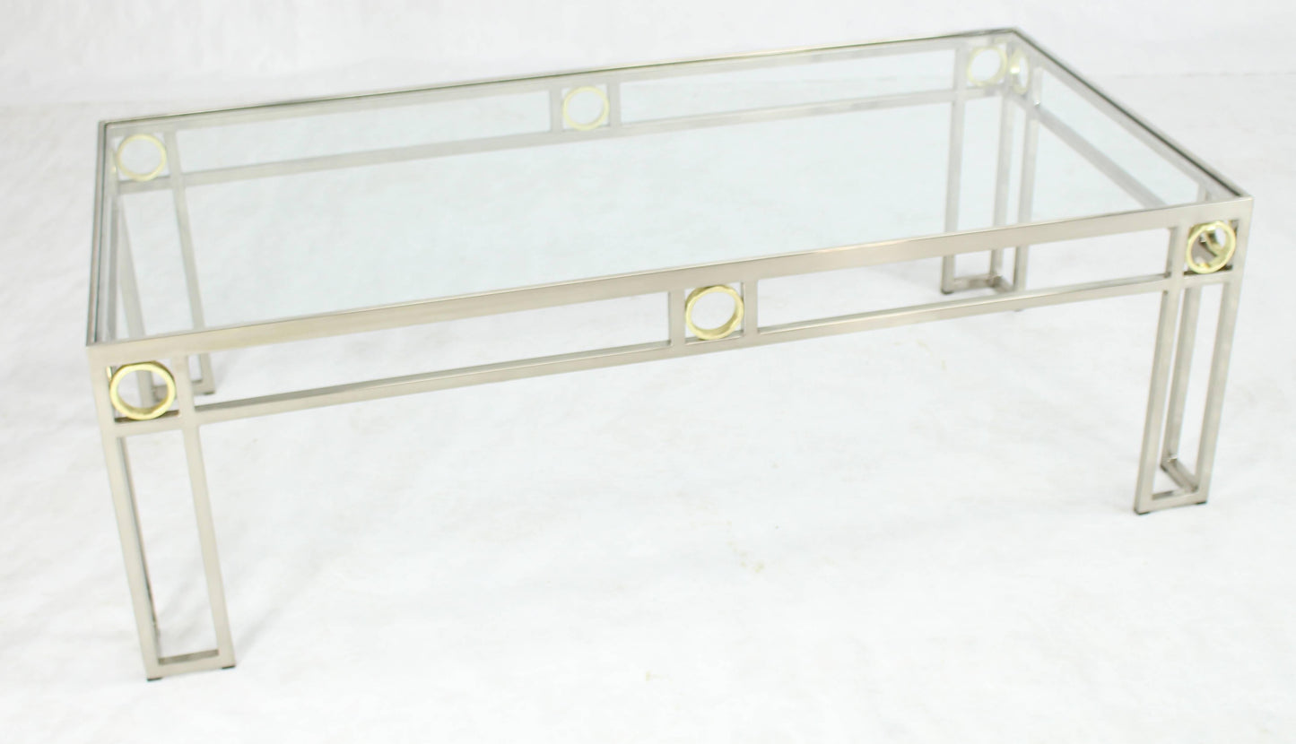 Brass Chrome Glass Rectangular Coffee Table