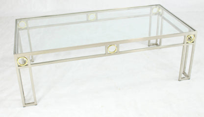 Brass Chrome Glass Rectangular Coffee Table