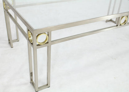 Brass Chrome Glass Rectangular Coffee Table