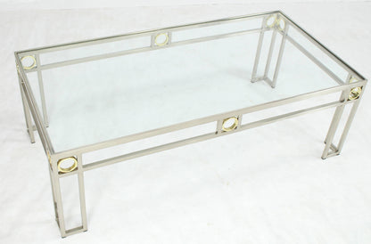 Brass Chrome Glass Rectangular Coffee Table