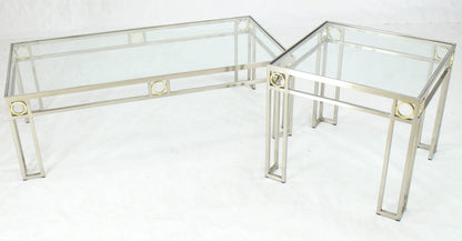 Brass Chrome Glass Rectangular Coffee Table