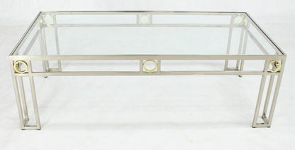 Brass Chrome Glass Rectangular Coffee Table