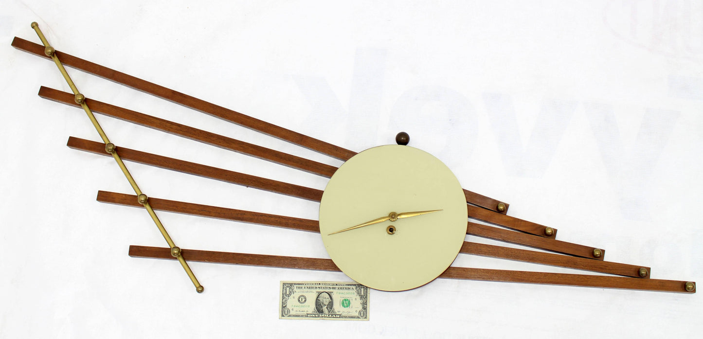 Large French Art Deco Walnut Brass Wall Sculpture Clock