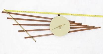 Large French Art Deco Walnut Brass Wall Sculpture Clock