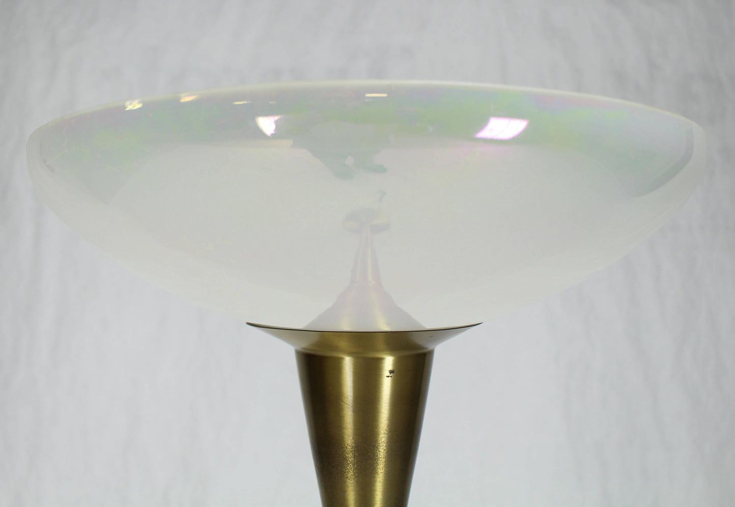 Brass Tall Torchere Floor Lamp Iridescent Shade