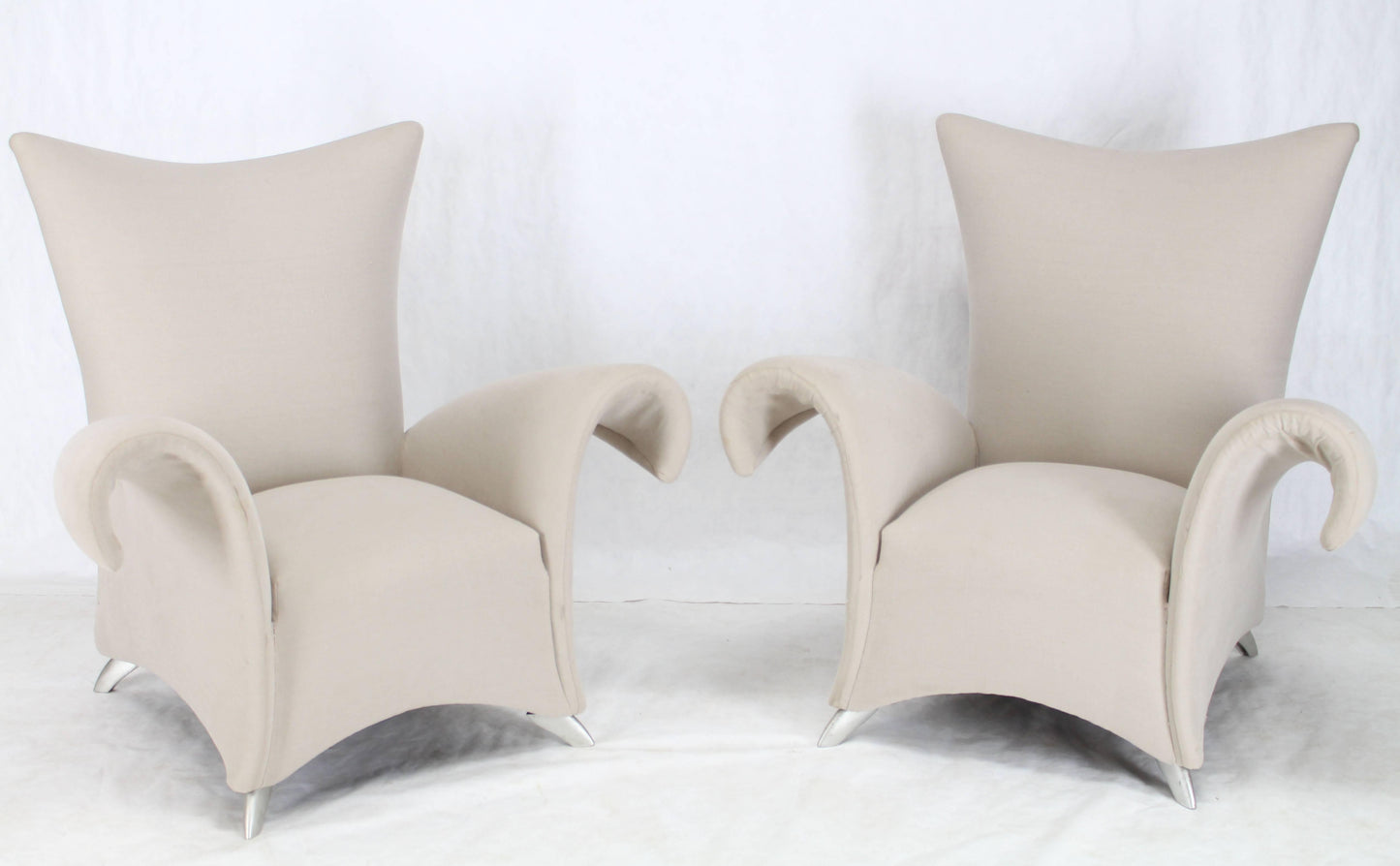 Pair of Large Oversize Lounge Fan Back Barrel Armchairs