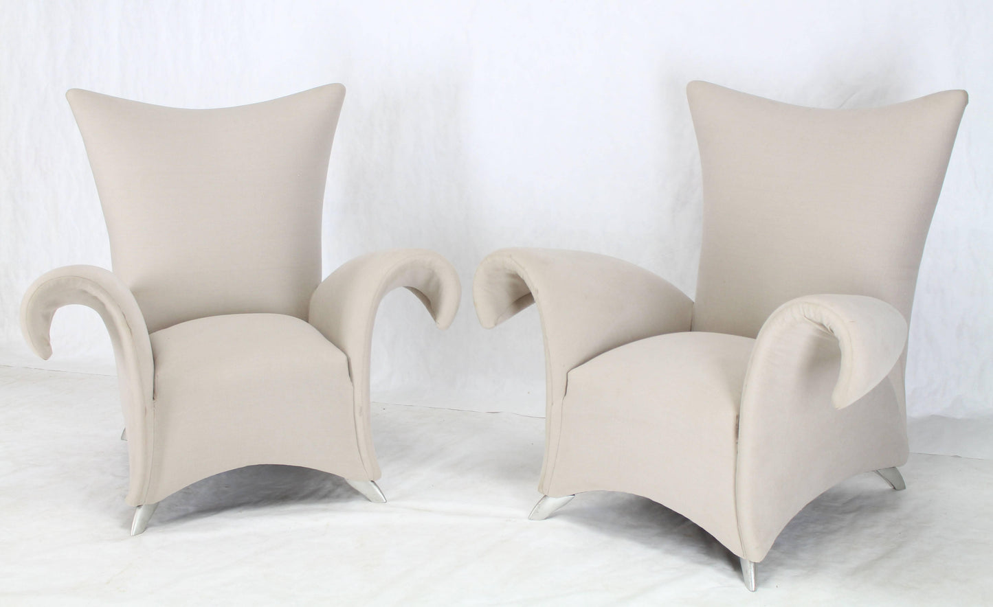 Pair of Large Oversize Lounge Fan Back Barrel Armchairs