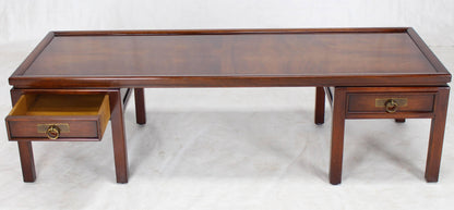 Mahogany Double Pedestal Two Drawers Rectangular Coffee Table