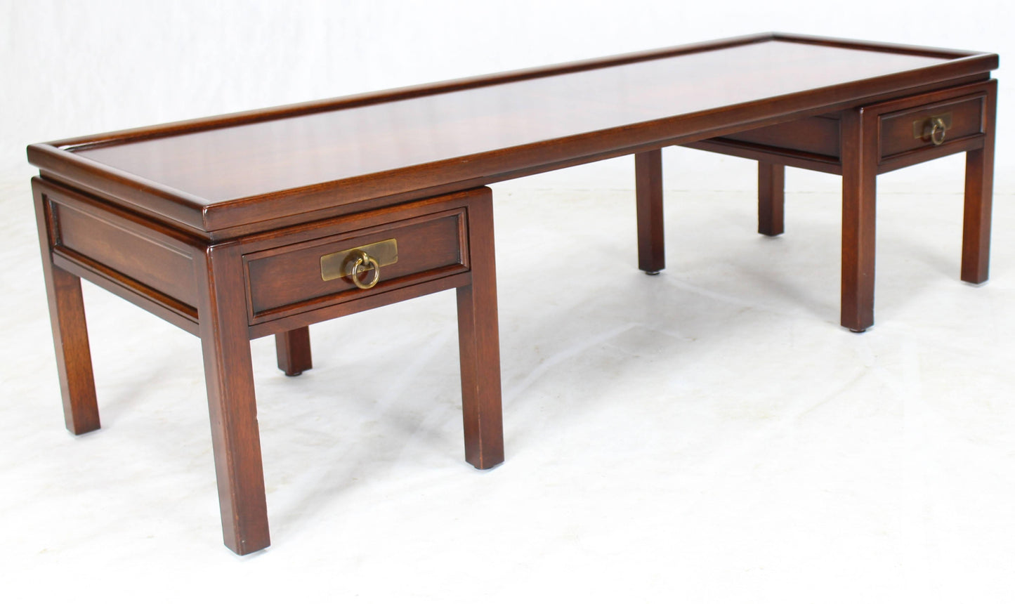 Mahogany Double Pedestal Two Drawers Rectangular Coffee Table