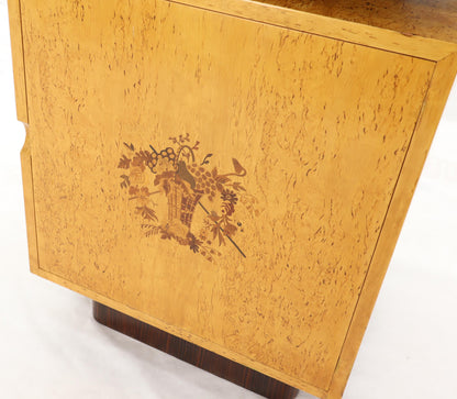 Pair of Large Mid-Century Modern Rosewood and Birdseye Maple Cabinets End Tables