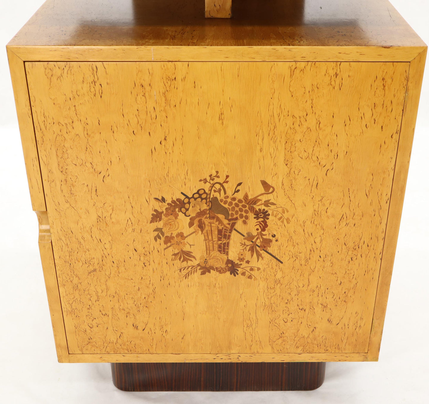 Pair of Large Mid-Century Modern Rosewood and Birdseye Maple Cabinets End Tables