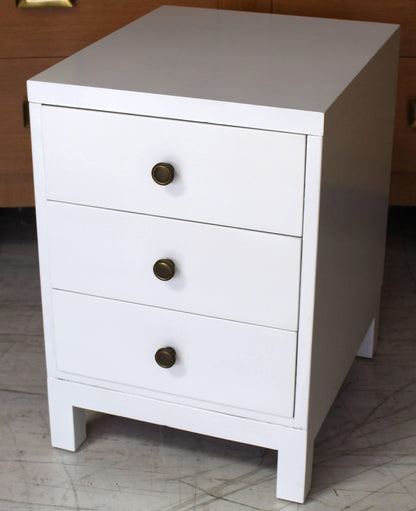 Three-Drawer White Lacquer Stand by Widdicomb