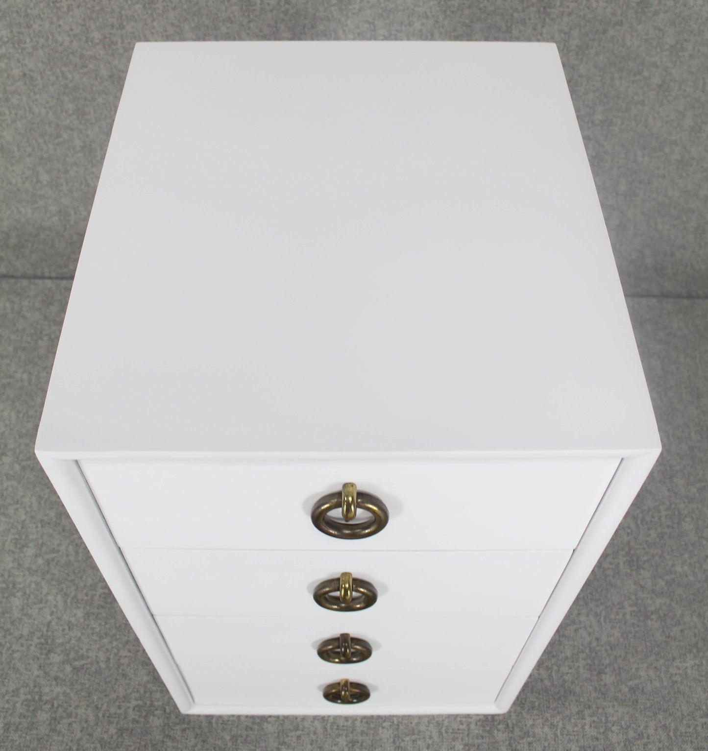 White Lacquer Mid-Century Modern Four-Drawer Cabinet Tall Nightstand End Table