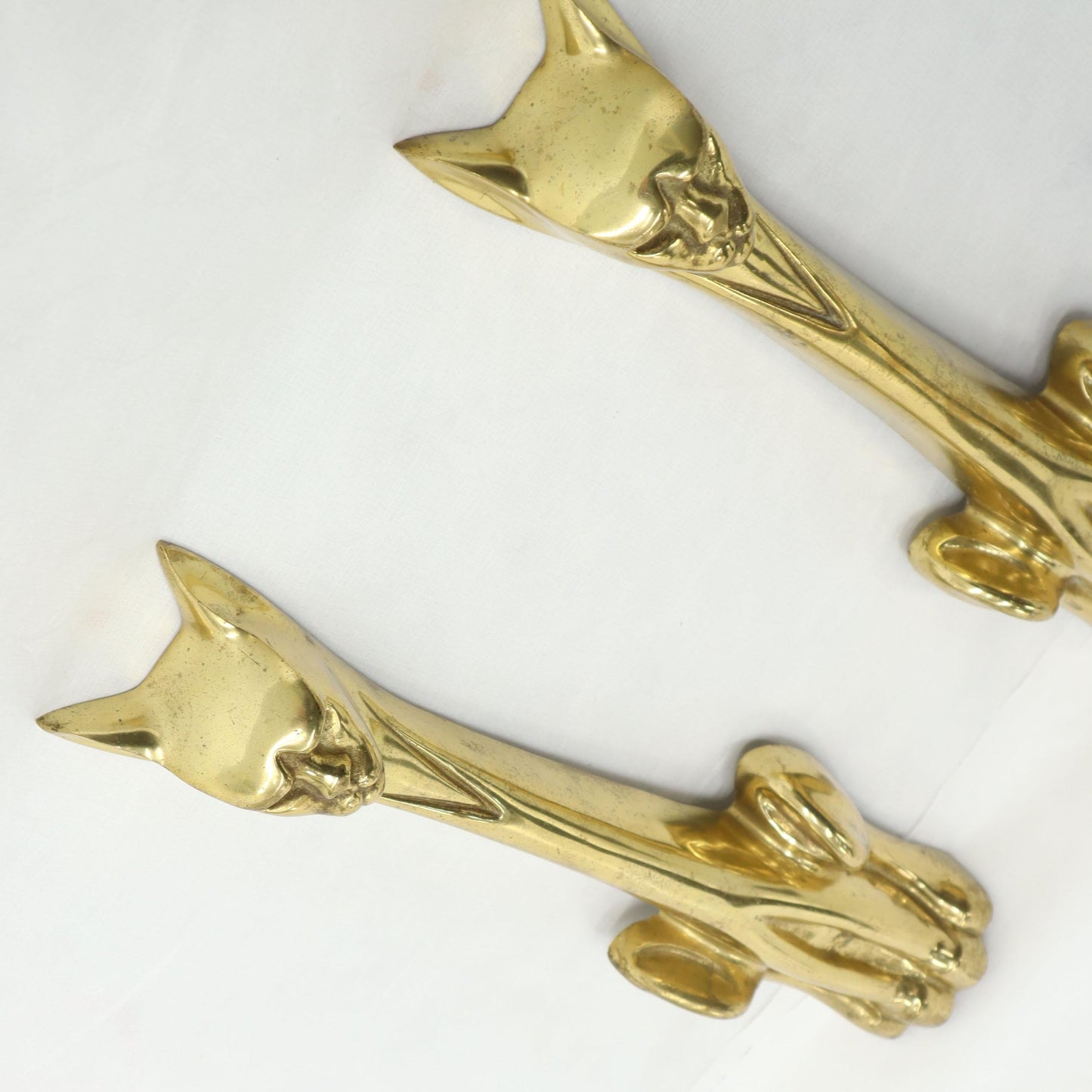 Pair of Brass Andirons Modern Deco Arts & Crafts