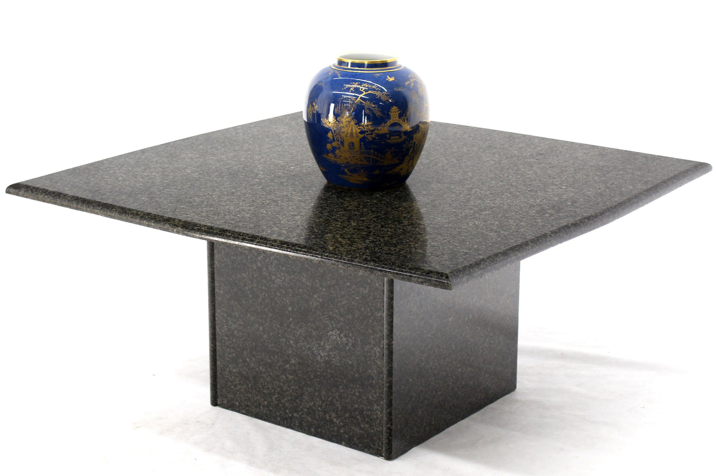 Square Black Granite Pedestal Base Coffee Table