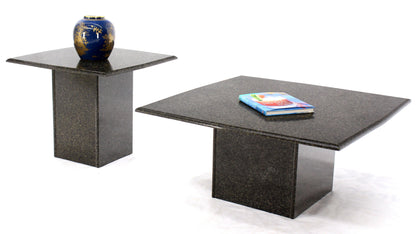 Square Black Granite Pedestal Base Coffee Table