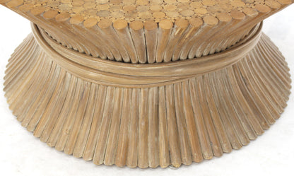 Round Wheat Bamboo Sheaf Base Coffee Table Mid-Century Modern McGuire