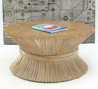 Round Wheat Bamboo Sheaf Base Coffee Table Mid-Century Modern McGuire