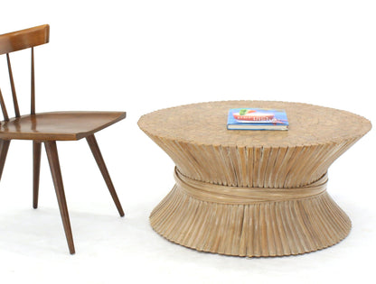 Round Wheat Bamboo Sheaf Base Coffee Table Mid-Century Modern McGuire