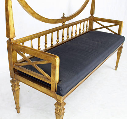 Gold Leaf Black Upholstery Hollywood Regency Window Bench