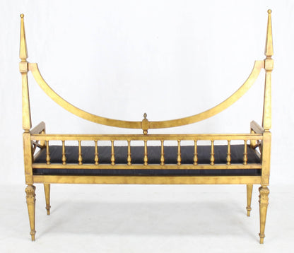 Gold Leaf Black Upholstery Hollywood Regency Window Bench