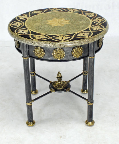 Round Faux Egg Shell Decorated Bronze Ormolu Decorated Round Gueridon Table