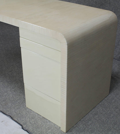 Cantilever Lacquered White Tessellated Bone Tile File Drawer Desk Writing Table